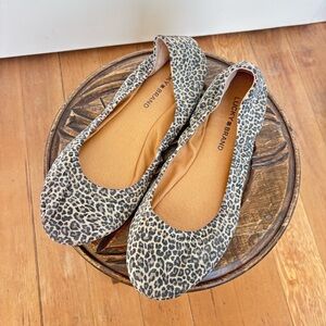Lucky Brand Emmie Leopard Print Leather Ballet Flats size 10